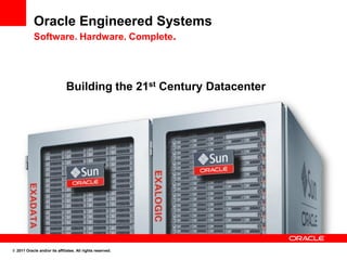Oracle Engineered Systems
            Software. Hardware. Complete.




                               Building the 21st Century Datacenter




© 2011 Oracle and/or its affiliates. All rights reserved.
 