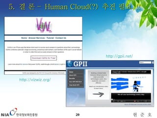 5.  결 론 –  Human Cloud(?)  추진 필요  !! http://gpii.net/ http://vizwiz.org/ 