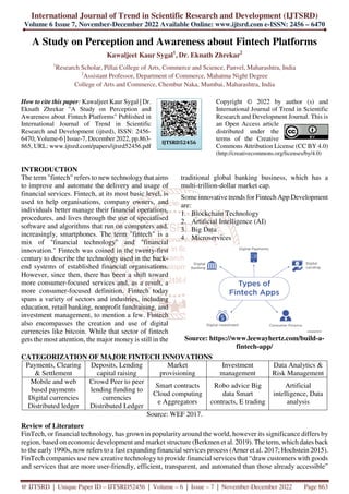 A Study on Perception and Awareness about Fintech Platforms | PDF
