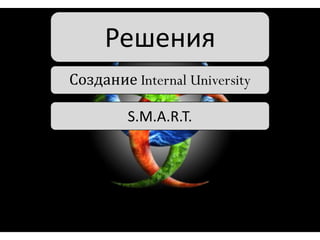 Решения
Создание Internal University
S.M.A.R.T.

 