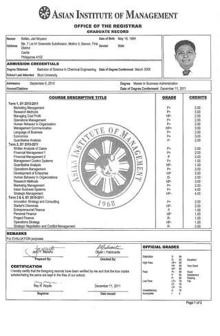 AIM Transcript of Records | PDF