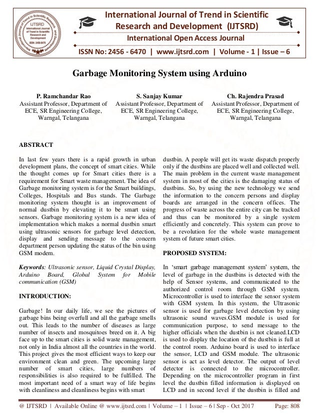 Pdf Garbage Monitoring System Using Iot