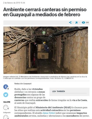 PEDIDO DE CLAUSURA DE CANTERAS IRREGULARES EN GUAYAQUIL