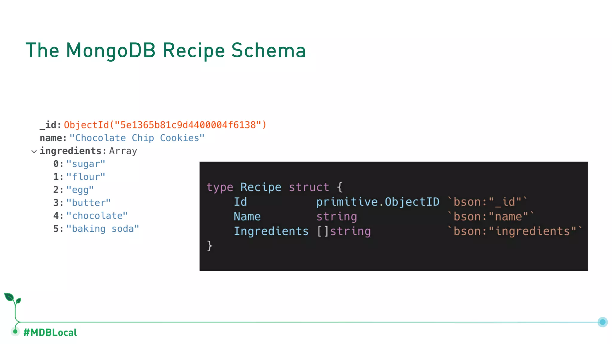 #MDBLocal
The MongoDB Recipe Schema
 