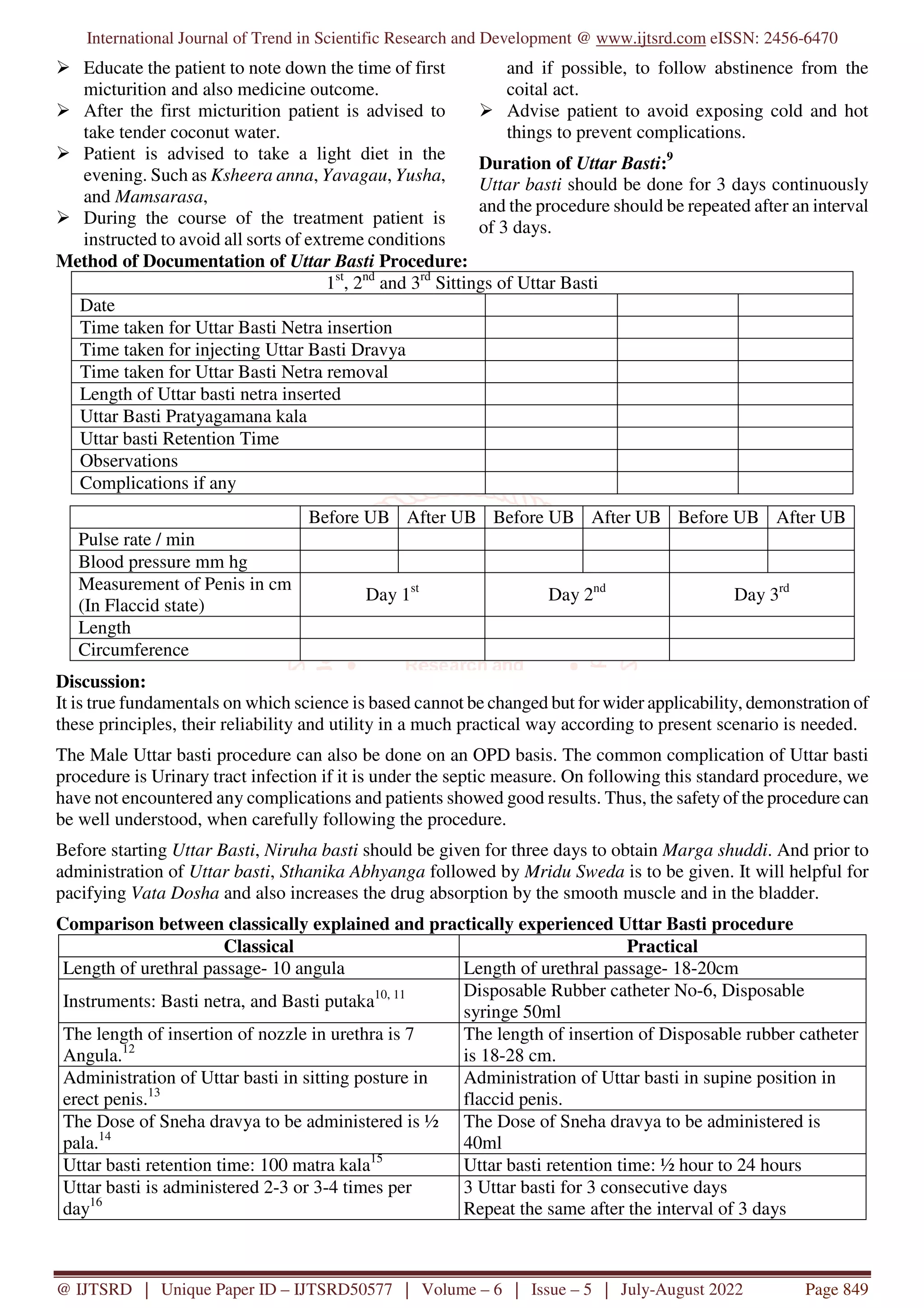 Standard Operating Procedure SOP of Male Uttar Basti | PDF