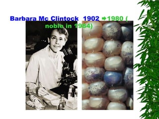 Barbara Mc Clintock 1902 1980 (
         noble in 1984)
 