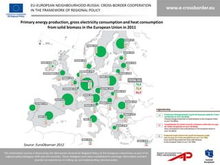 Primary energy production, gross electricity consumption and heat consumption
              from solid biomass in the European Union in 2011




 Source: EuroObserver 2012
 