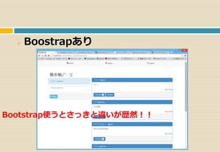  Boostrapあり 
Bootstrap使うとさっきと違いが歴然！！ 
 