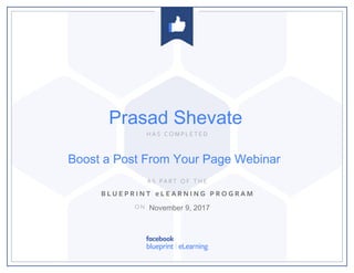 Boost a Post From Your Page Webinar
November 9, 2017
Prasad Shevate
 