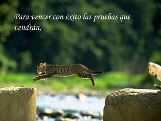 Para vencer con éxito las pruebas que
vendrán,
 