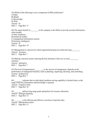 Test Bank for Decision Support and Business Intelligence Systems, 9th ...