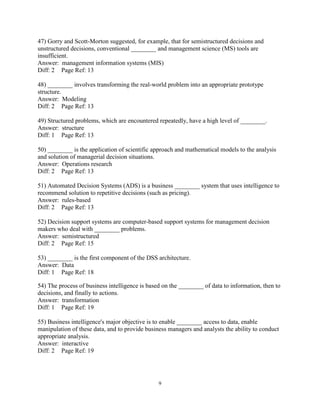 Test Bank for Decision Support and Business Intelligence Systems, 9th ...