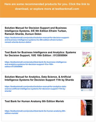 Test Bank for Decision Support and Business Intelligence Systems, 9th ...