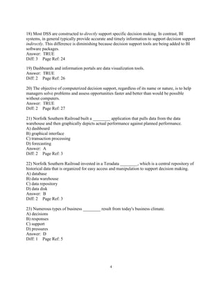 Test Bank for Decision Support and Business Intelligence Systems, 9th ...