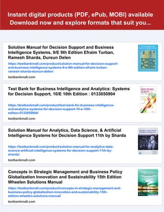 Test Bank for Decision Support and Business Intelligence Systems, 9th ...