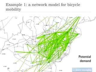 Example 1: a network model for bicycle
mobility




                                     Potential
                                      demand

49
                                   Some examples
 