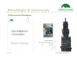 Metodologia de Intervenção
32 Documentos Estratégicos




                                       Porto Vivo, SRU
                                       Dimensão da Tarefa
                                       Metodologia
                                       Estado da Arte
                                       Quarteirão das Cardosas
                                       Boas Práticas
                                       Conclusão

 18                          © Porto Vivo, SRU (2011)
 