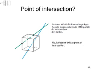 Point of intersection? No, it doesn’t exist a point of intersection. 