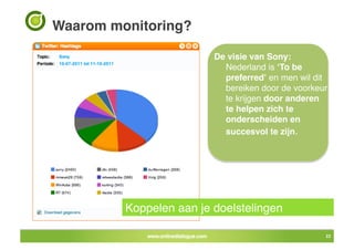 Waarom monitoring? !

                         De visie van Sony:
                           Nederland is ʻTo be
         ...