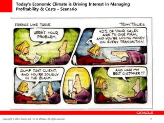 Today’s Economic Climate is Driving Interest in Managing
              Profitability & Costs - Scenario




Copyright © 2011, Oracle and / or its affiliates. All rights reserved.   9
 