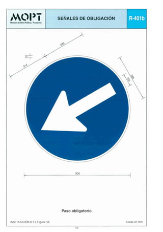 SEÑALESDE OBLIGACIÓN
~

&

~

~

1

R-401b
~

'
í

A

Y

Paso obligatorio
Cotas en mm

INSTRUCCIÓN8.1-1. Figura: 56
119

 