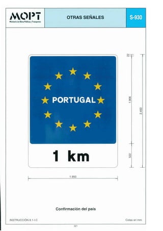 I

S-930
MM&LokrwPcrTniric*

-

( u

N--

* * **
*
*
*
*
PORTUGAL*

W
O

ol

5
;

N

r

_-

1 km
t

N

3

-

-

1.950

Confirmación del país
Cotas en mm

INSTRUCCIÓN 8.1-1.C
321

 