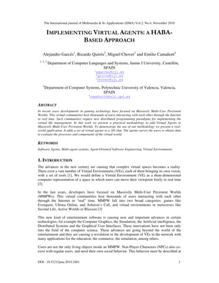 IMPLEMENTING VIRTUAL AGENTS: A HABABASED APPROACH | PDF