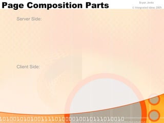 Page Composition Parts Bryan Jenks 
© Integrated Ideas 2005 
Server Side: 
Client Side: 
 