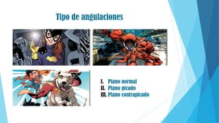Tipo de angulaciones
I. Plano normal
II. Plano picado
III. Plano contrapicado
 