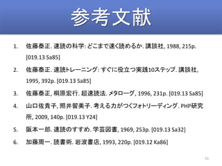 ο
53
1. ̩. iοѧ: ɤޤ٤i뤫. vՄ, 1988, 215p.
[019.13 Sa85]
2. ̩. iȥ`˥: Čg10ƥå. vՄ,
1995, 392p. [019.13 Sa85]
3. ̩, ͩԭ. i. ᥿`, 1996, 231p. [019.13 Sa85]
4. ɽF, վ. Ĥեȥ`ǥ. PHPо
, 2009, 140p. [019.13 Y24]
5. 汾һ. iΤ. ѧܿ, 1969, 253p. [019.13 Sa32]
6. һ. ig. Ҳ, 1993, 220p. [019.12 Ka86]
 