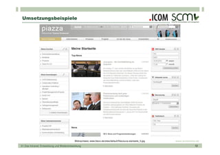 Umsetzungsbeispiele




                                            Bildnachweis: www.btexx.de/sites/default/files/suva-startseite_0.jpg   www.scmonline.de
01 Das Intranet: Entwicklung und Weiterentwicklung                                                                              12
 