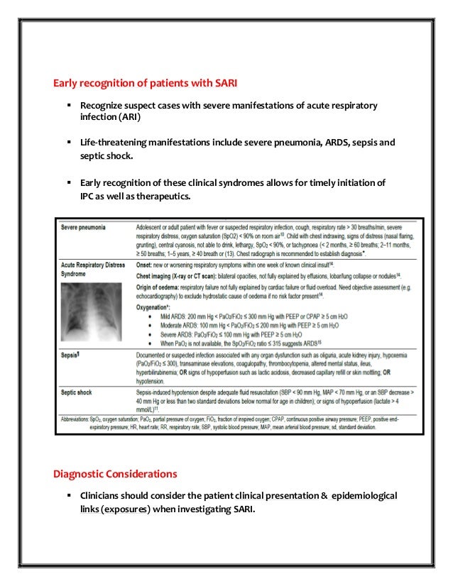 Clinical case Management Of Severe Acute Respiratory Infection SARI