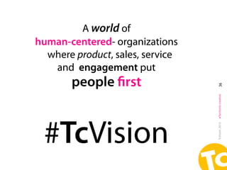 A world of 
human-centered- organizations
    where product, sales, service
     and  engagement put
        people ﬁrst

...