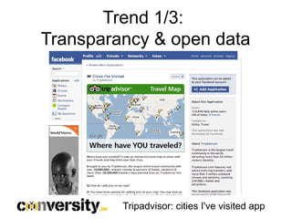 Trend 1/3:
Transparancy & open data




         Tripadvisor: cities I've visited app
 