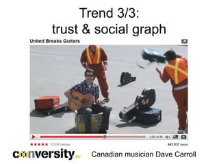 Trend 3/3:
trust & social graph




      Canadian musician Dave Carroll
 