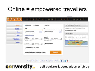 Online = empowered travellers




           self booking & comparison engines
 