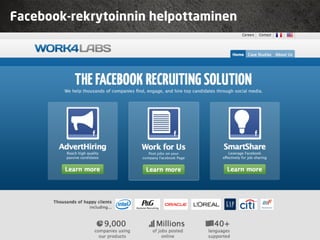 Facebook-rekrytoinnin helpottaminen
 