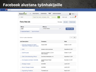 Facebook alustana työnhakijoille
 
