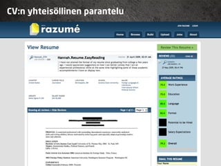 CV:n yhteisöllinen parantelu
 