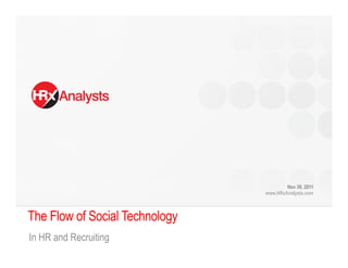 Nov 30, 2011
                                www.HRxAnalysts.com



The Flow of Social Technology
In HR and Recruiting
 