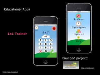 Open Educational Resources - iTunesU
Open Education Resources -
http://opencontent.tugraz.at
• iPhone Development at iTune...