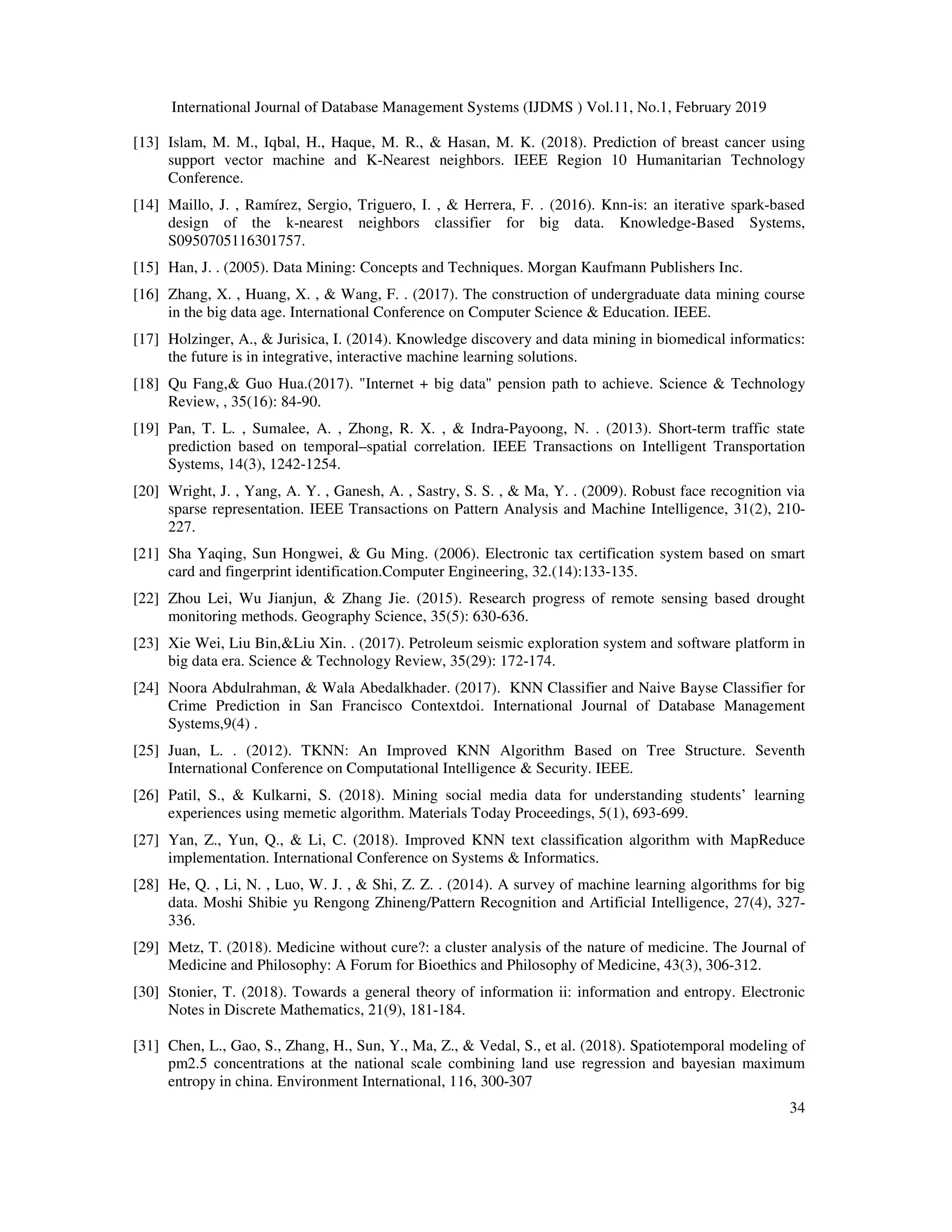 An Infectious Disease Prediction Method Based on K-Nearest Neighbor ...