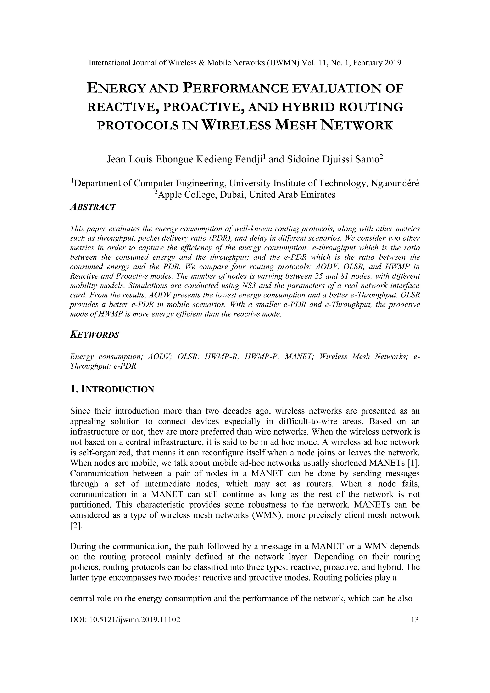 ENERGY AND PERFORMANCE EVALUATION OF REACTIVE, PROACTIVE, AND HYBRID ...