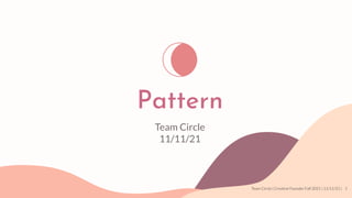 Team Circle
11/11/21
Pattern
1
Team Circle | Creative Founder Fall 2021 | 11/11/21 |
 