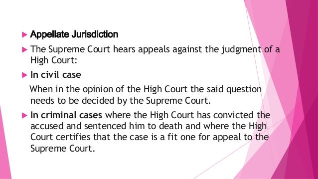 Appellate jurisdiction of the supreme court Clearance