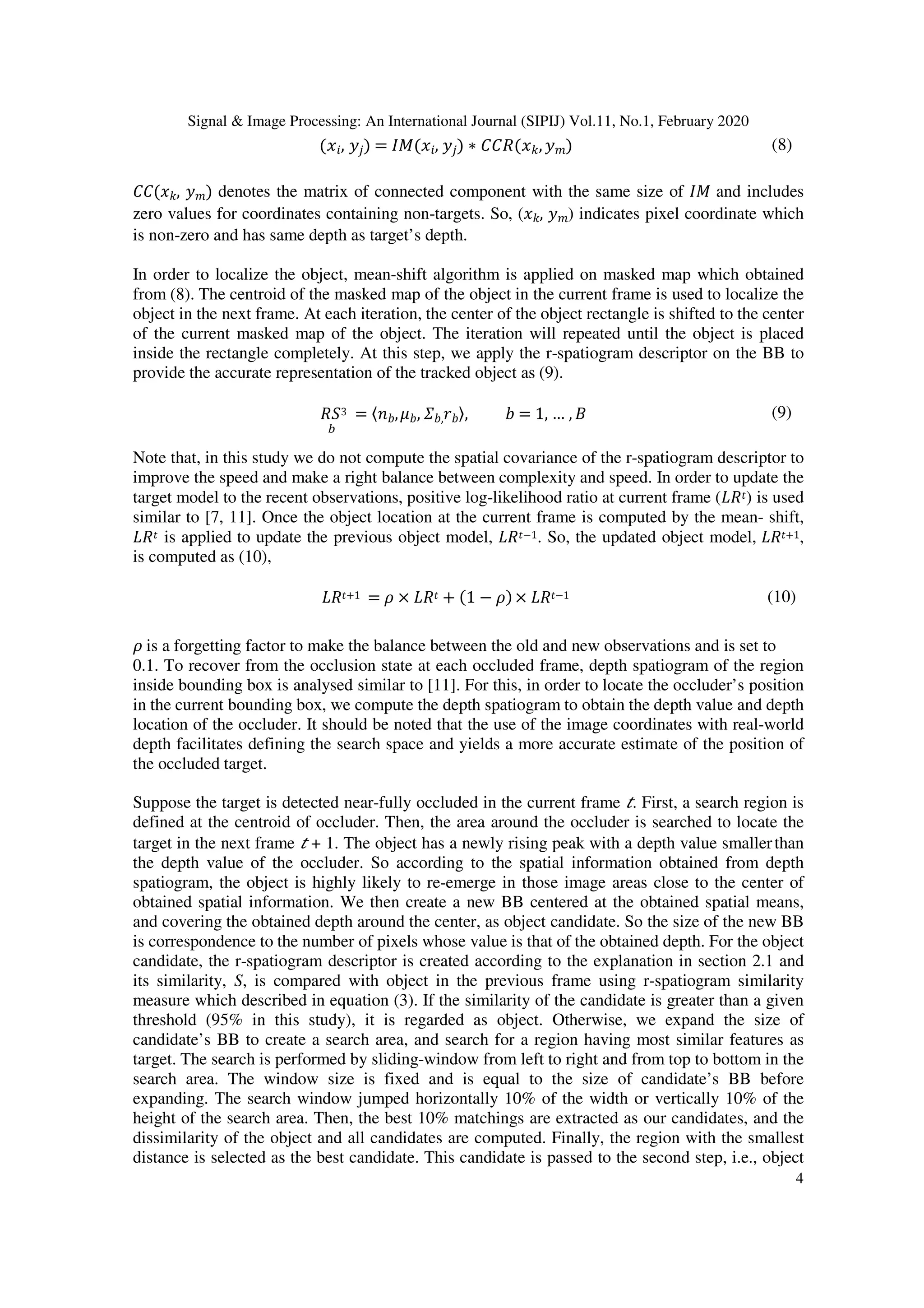Applying R-spatiogram in Object Tracking for Occlusion Handling | PDF