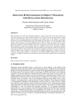 Applying R-spatiogram in Object Tracking for Occlusion Handling | PDF