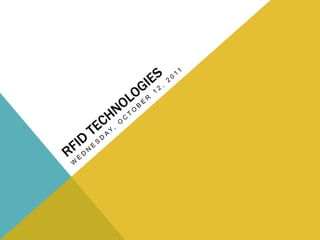 RFID Technologies Wednesday, October 12, 2011 