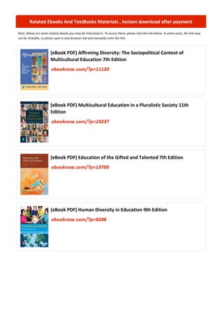 Affirming Diversity: Sociopolitical Context of Multicultural Education, 7th Edition | PDF