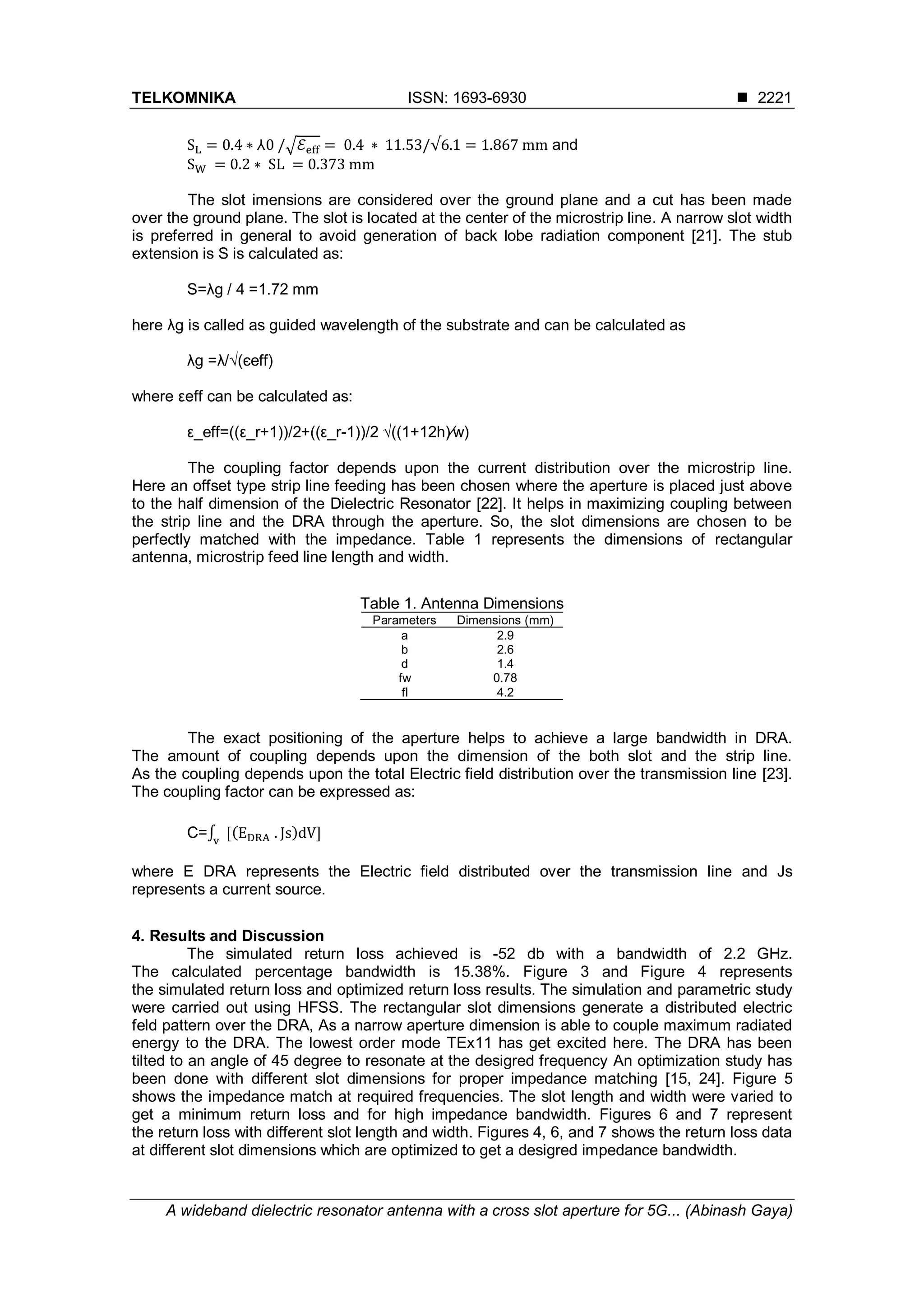 A wideband dielectric resonator antenna with a cross slot aperture for ...